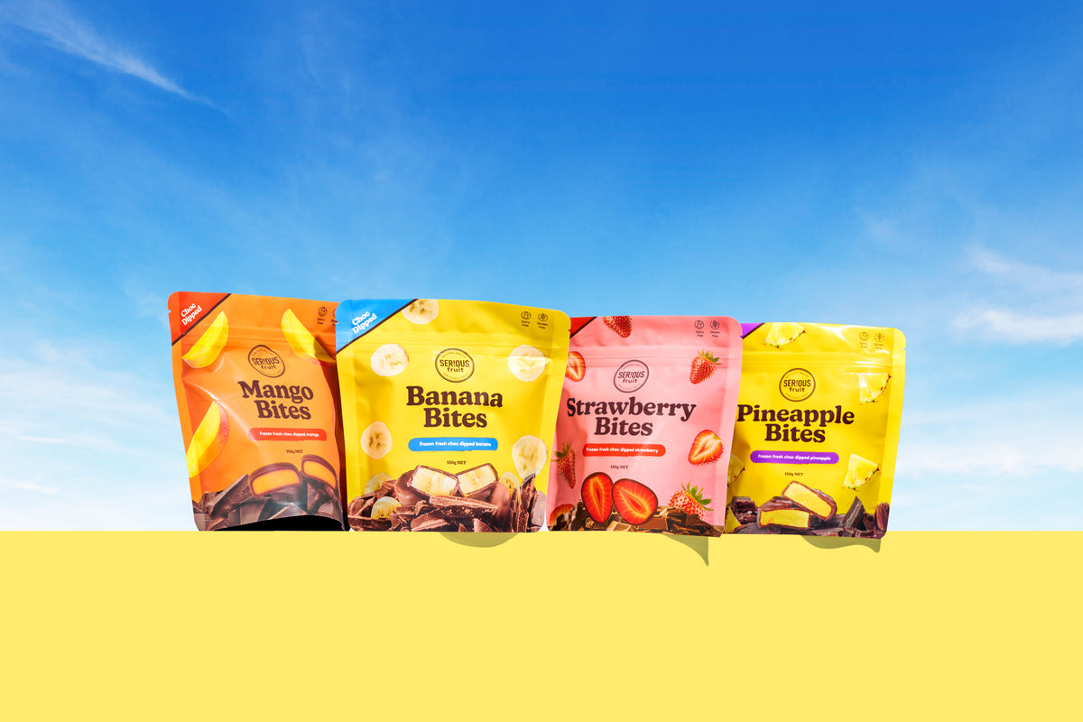 Serious Fruit Choc Bites 150g Bag Banana Mango Strawberry Pineapple 